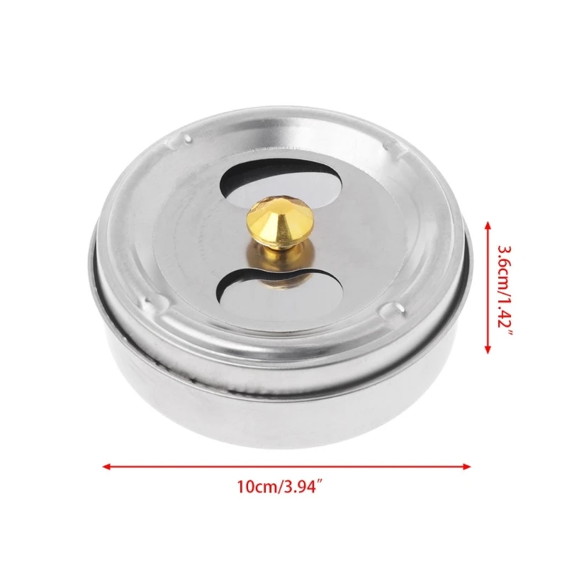 Stainless Steel Round Revolving Ashtray Rotation Enclosed Lid Hotel Home Gadgets