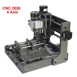 DIY 2020 PVC Frame 4 Axis CNC Wood Router Engraving Machine 300W Spindle Embossed Round Sculpture PCB Milling Cutting Machine