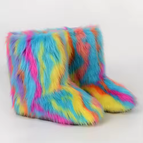 Women's Winter Snow Boots Outdoor Luxury Furry Faux Fox Fur Boots Woman Plush Warm Platform Shoes New Fashion Bottes Big Size 46 - Image 23