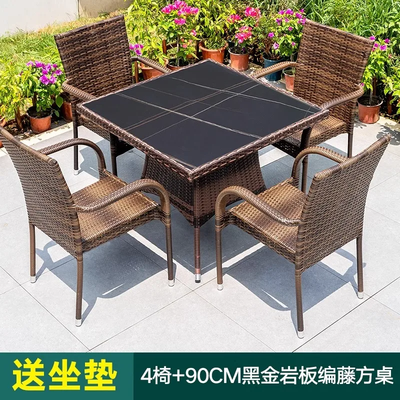 Outdoor table and chair combination rattanchair three-piece courtyard open-air balcony outdoor garden terrace wrought iron leis