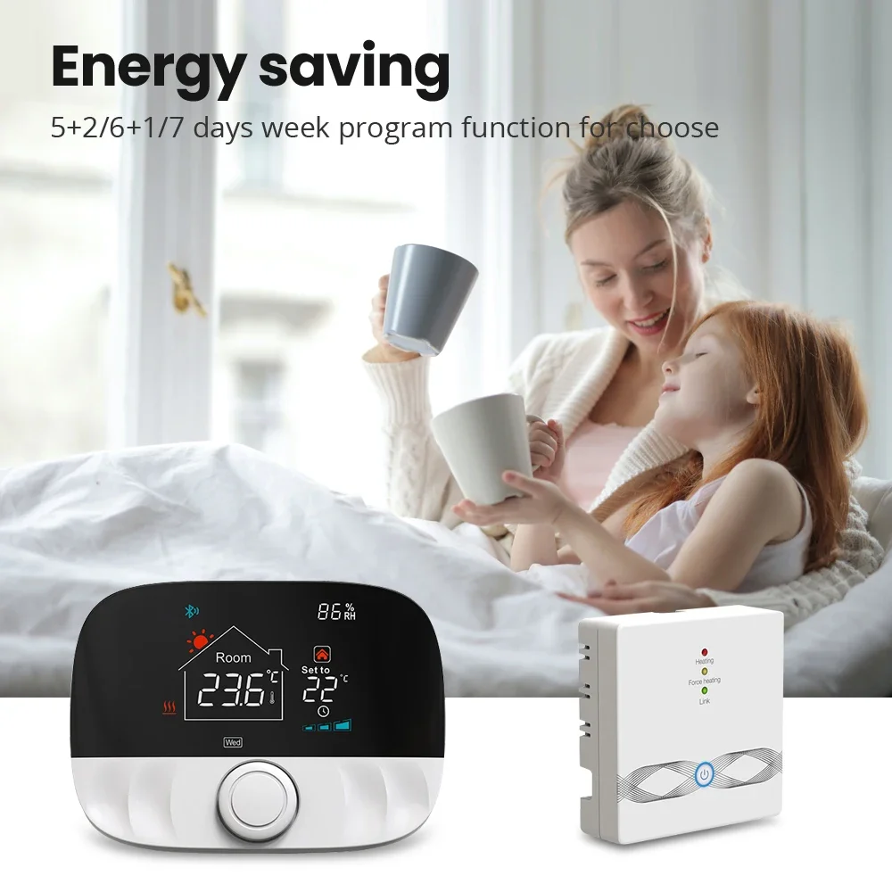 MIUCDA Tuya Smart Home WiFi Thermostat,RF433 Wireless Floor Heating Water Gas Boiler Smart Living Temperature Controller