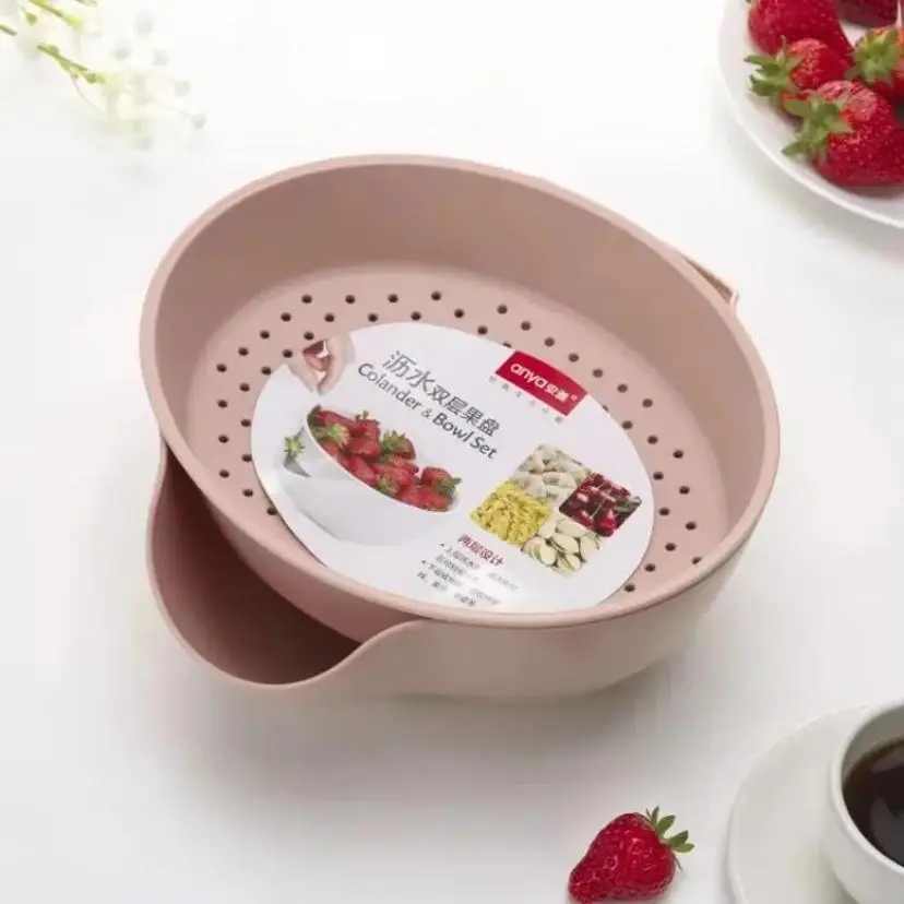 طبقة مزدوجة الإبداعية أدوات منزلية علبة الأغذية البلاستيكية أوروبية البطيخ بذور الفاكهة تصريف لوحة مناسبة للمطبخ غرفة المعيشة