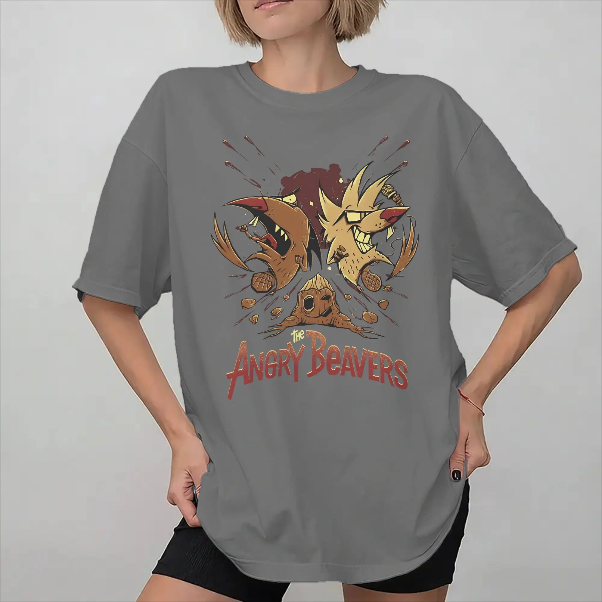 Graphic Printing Angry Beavers Daggett & Norbert Feverish  T Shirt for Men Women  Cotton Tee Shirt Short Sleeve Clothing