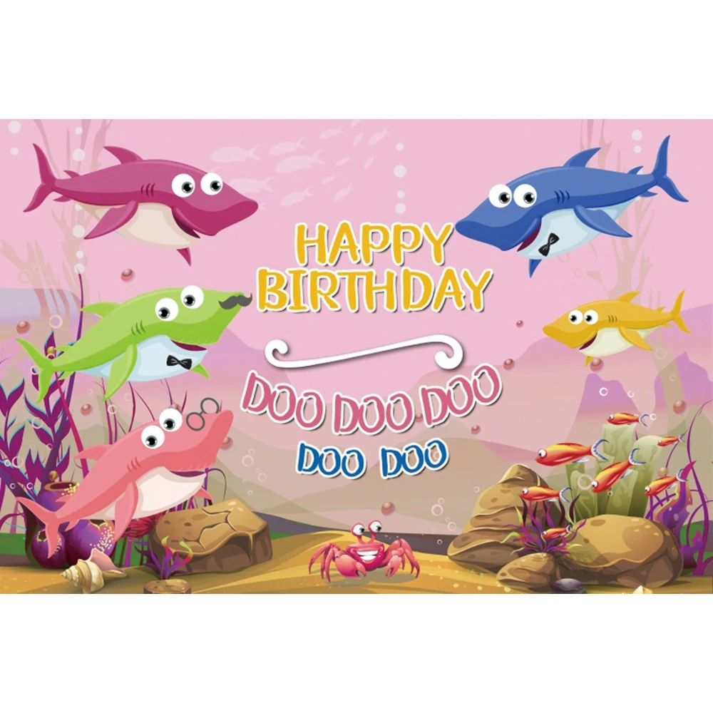 Baby Birthday Party Seabed Shark Fish Backdrops Newborn Photography Underwater World Background Decor Photo Studio Custom Props