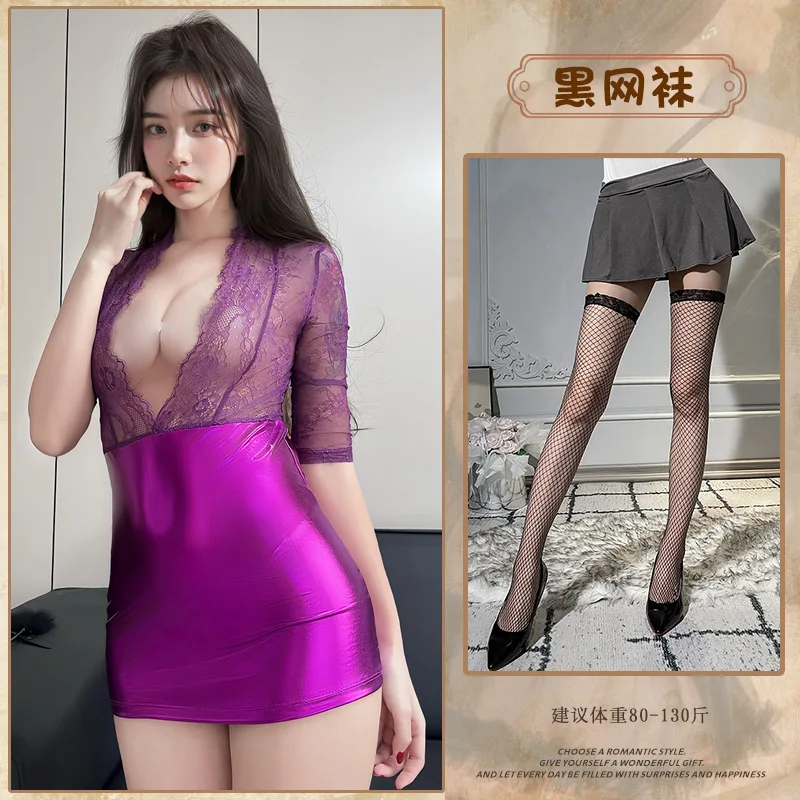 

Сексуальное нижнее белье секретаря, униформа, фиолетовый искушение, облегающая юбка, нет необходимости снять, сексуальная одежда для сна Pure Desire