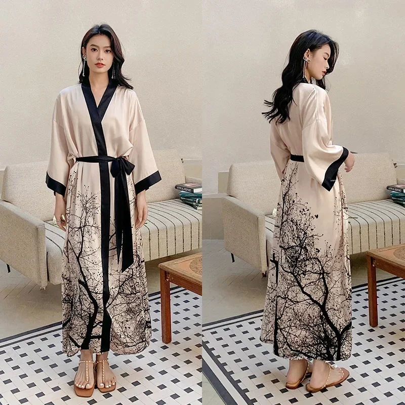 

Women's Silk Light Luxury Kimono Cardigan Cover Up with Belt Tunic Sarong Cardigan Dress Bikini Cover-ups Holiday Kimono