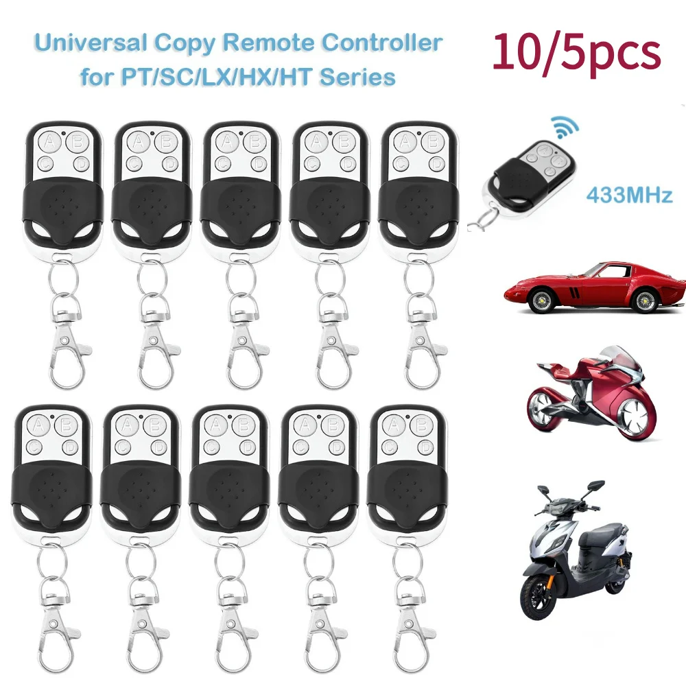 5/10pcs Universal 4 Buttons Garage Door Opener Remote Control 433MHZ Clone Fixed Learning Rolling Code Duplicator Garage