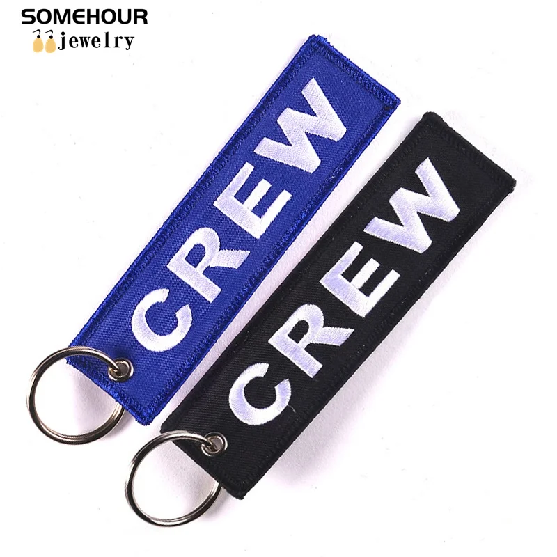 SOMEHOUR Trendy Embroidery Crew Keychain Ilaveros Luggage Tag Safety Label Car Bag Motorcycle Ring Keyholder For Christmas Gifts