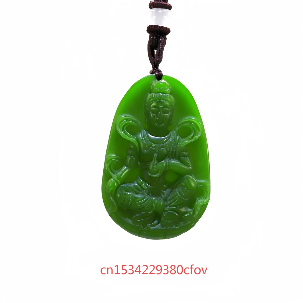 Natural Green Hetian Jade Bodhisattva Pendant Jasper Necklace Pendants Charm Accessories Jewelry Amulet Gift for Women Men