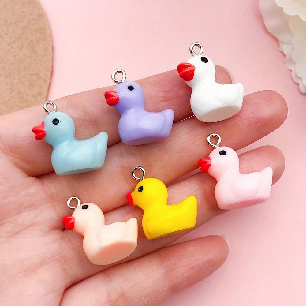 12/24/36pcs 3D Animal Pendant Multicolored Duckling Resin Charms for DIY Jewelry Making Diy Earrings Keychain Craft Accessories