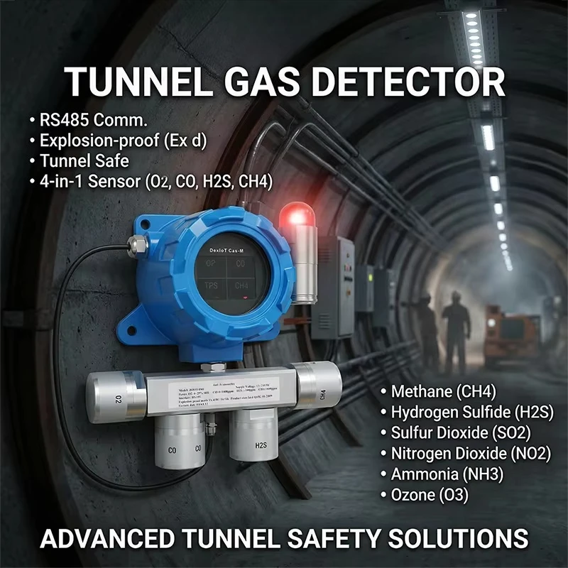 Rs485 Methane Hydrogen Sulfide Sulfide Dioxide Nitrogen Dioxide Ammonia Ozone Tunnel Explosion-proof Gas Monitor Leak Detector