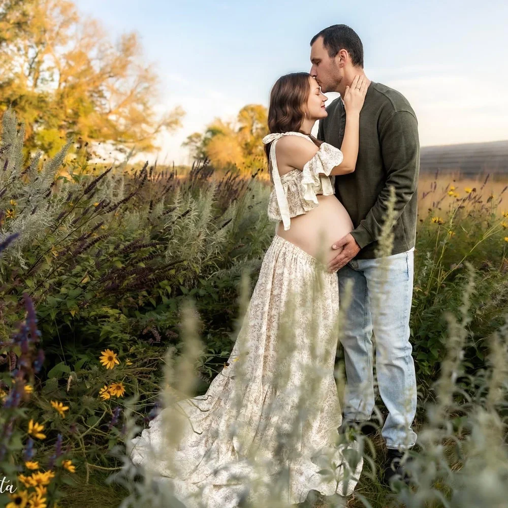 Umstandskleider für Babypartys Weiches Hautfreundliches Doppellagiges Baumwoll-Trägerkleid Zweiteiliges Kleid für Fotoshootings für Frauen