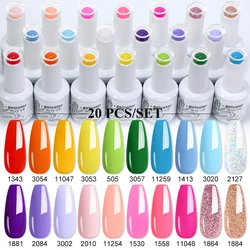 Arte Clavo 15ml 20pcs/Set Nail Gel Polish Set Lakiery Hybrydowe Vernis Varnish Nail Art Soak Off UV Hybrid Manicure Nail Lacquer