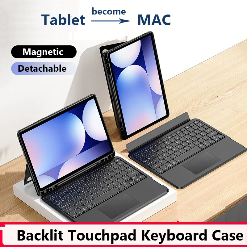 Magnetic Case for Samsung Galaxy Tab S10 FE 2025 10.9 Inch X520 S10 FE Plus A9 X110 A9+ S8 S7 S9 FE+ A8 S6 Lite Backlit Cover