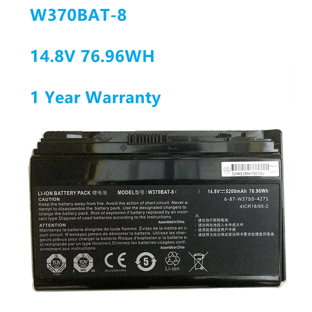 

NEW W370BAT-8 6-87-W37SS-427 76.96WH Laptop Battery For Clevo W370ET W350ST W350ETQ W370SK K590S K650C K750S W35XSS Sager NP6350