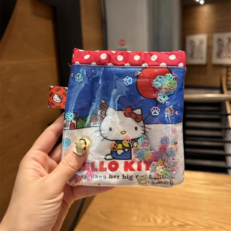 Kawaii مرحبا كيتي لطيف الكرتون القط بلدي ميلودي PVC حقيبة ماكياج محمولة مفتوحة تغيير سماعة حقيبة التخزين سيدة هدية عيد ميلاد