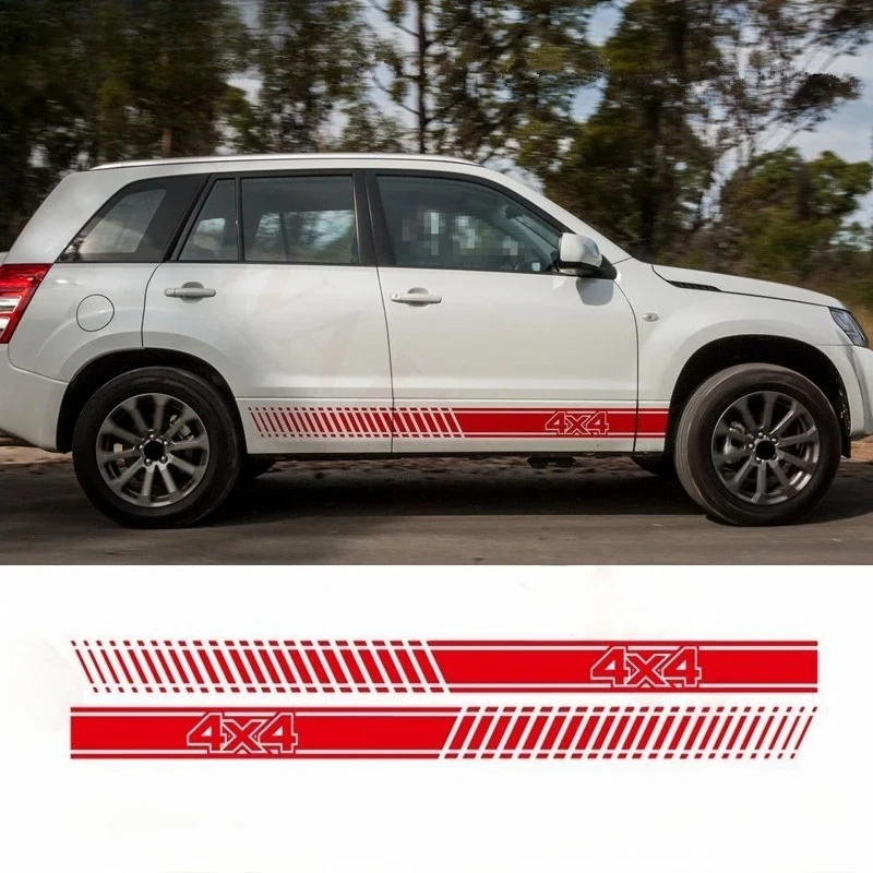 Para Suzuki Grand Vitara AT MT 4X4 todoterreno deporte rayas carrocería puerta decoración lateral pegatina accesorios personalizados DIY vinilo calcomanía