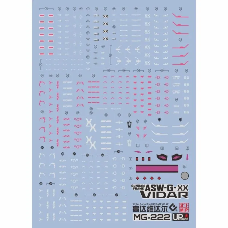 EVO Decals MG-222 for MG Frame ASW-G-XX Vidar High Definition Fluorescence Hobby DIY Water Stickers Accessories Water Stickers