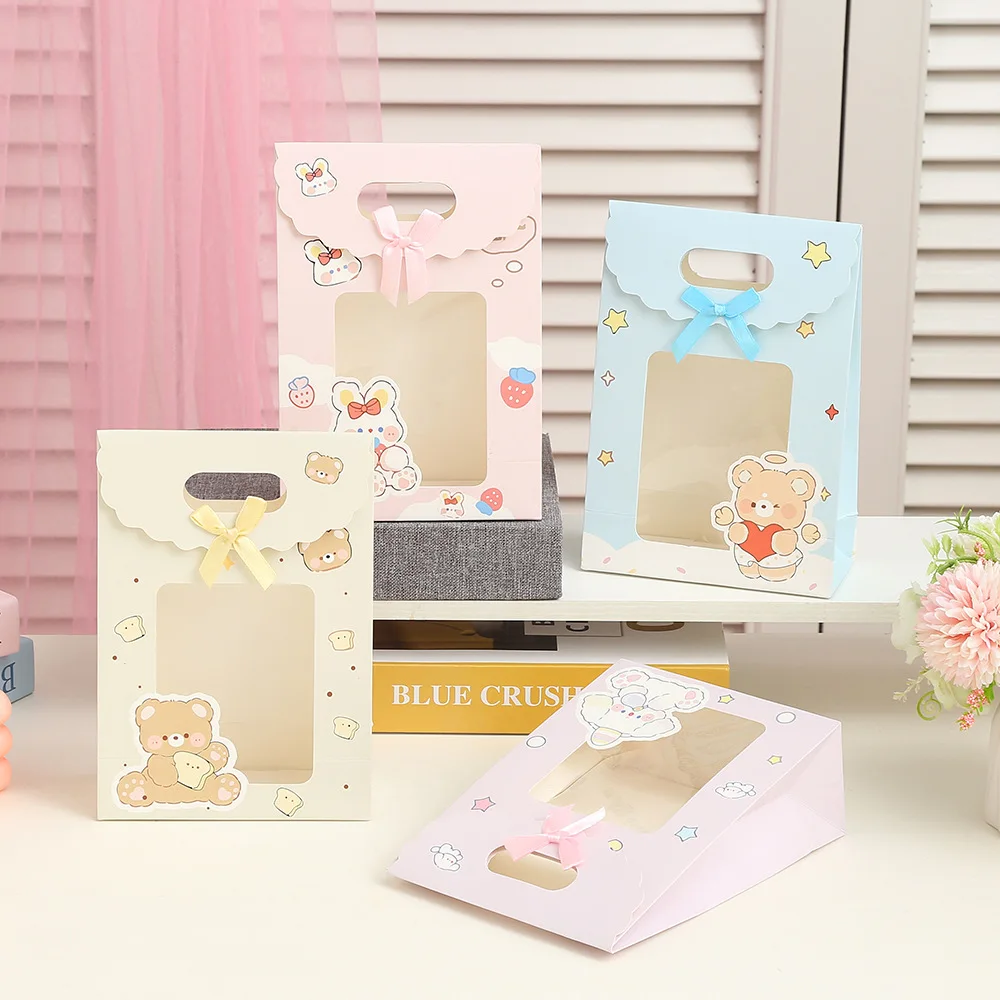 StoBag, Cute Cartoon Bear Gift Transparent Bags, for birthday, party, wedding, children\'s day, Pack candy cookies toys, 12/30pcs