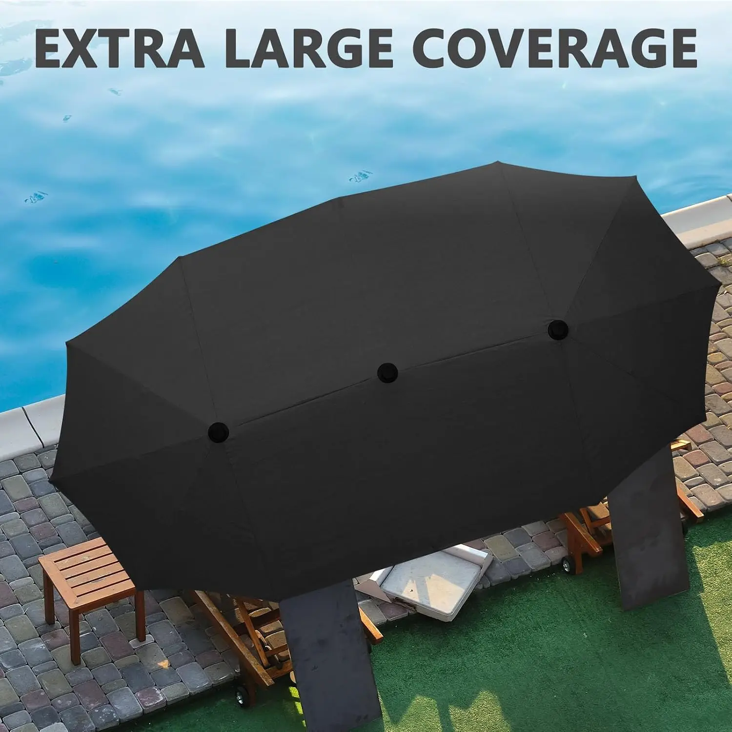 13Ft Double-Sided Patio Umbrella with Base Easy Crank Outdoor Market Table Umbrella for Yard Poolside Deck, Customized