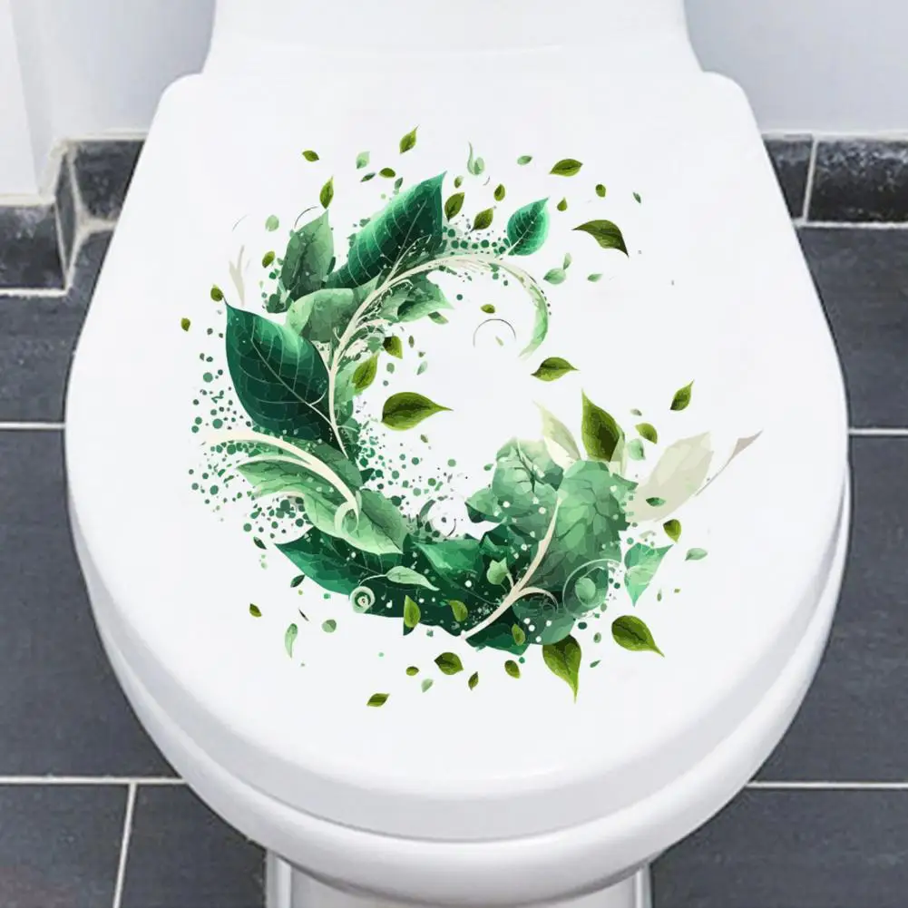 Toilet Sticker Vibrant Cartoon Botanical Sticker Set Waterproof Pvc Decals for Toilet Door Resilient Home Decor Waterproof