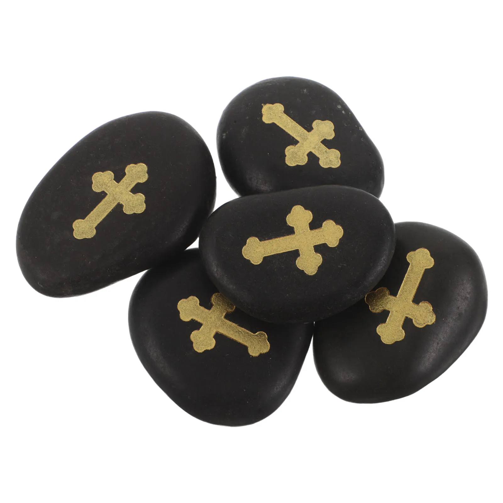 

5Pcs Faith Rock Engraved Crosses Natural Polished River Pebbles Pocket Prayer Stones Baptism Funeral Memorial Inspirational