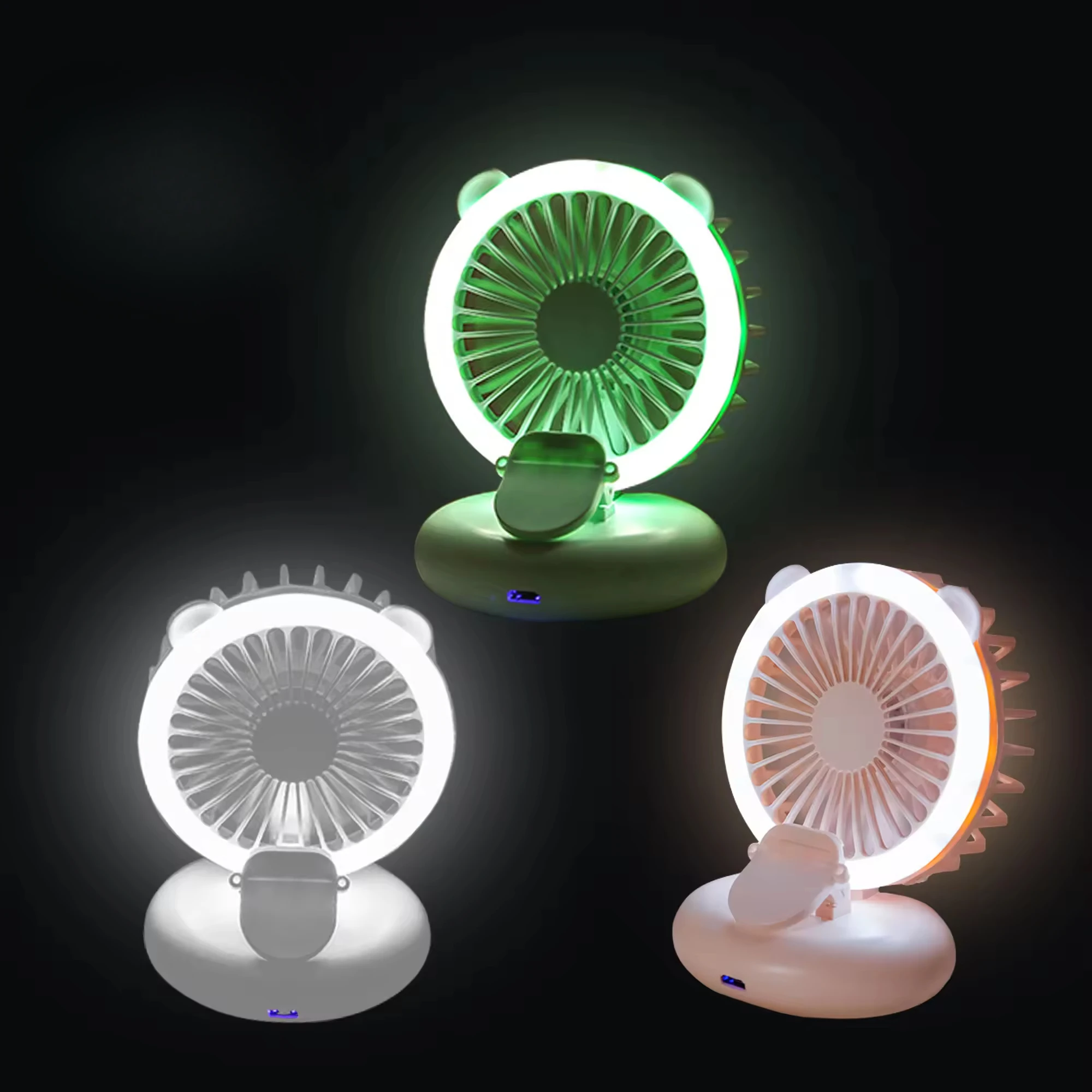 Mini Fan Foldable Fill Light USB Charging LED Clip Hanging Neck Fan Mobile Phone Photo Lamp For Desktop