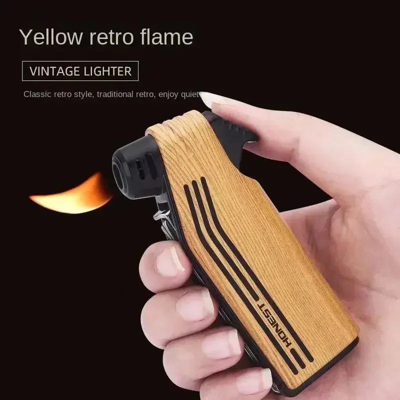 Pipe Multifunctional SpecialPipe Machine Oblique Fire Retro Open Fire Lighter Inflatable with Smoke Knife Pressure Stick Scraper