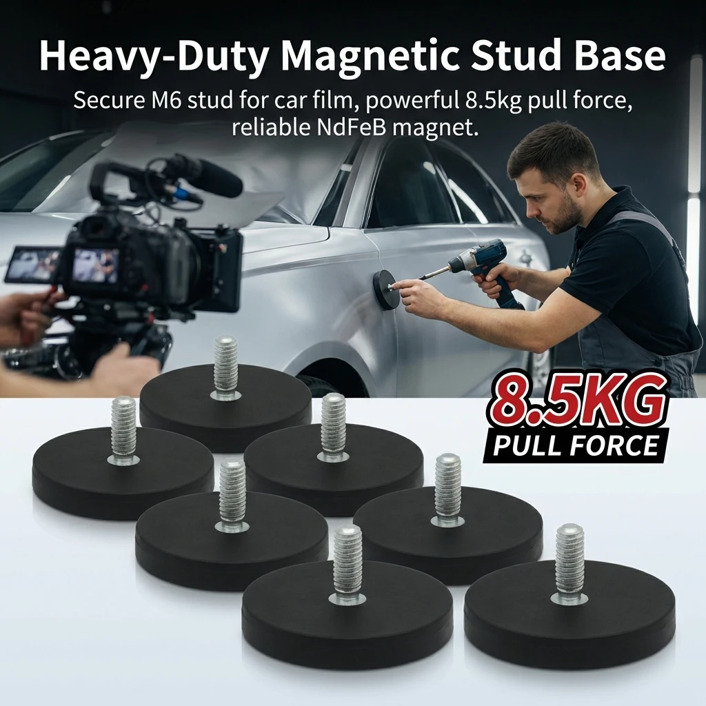 

M6 Stud Car Film Suction Cup Base 43mm External Thread 8pcs Automotive Vinyl Installation Tool High Elasticity Adapter