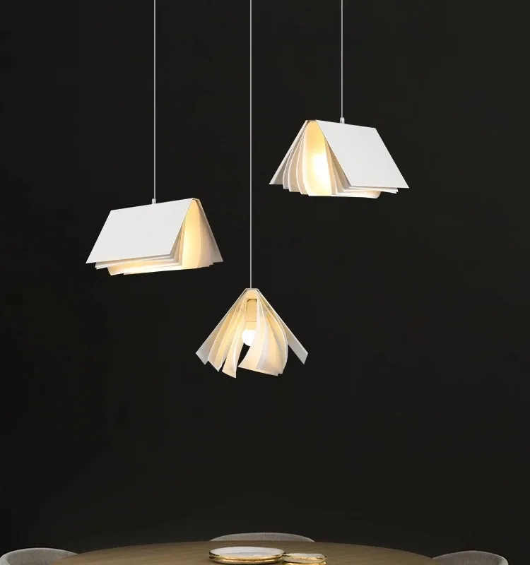 

Book lamp Nordic restaurant chandelier designer creative personality study bedroom three-head lighting