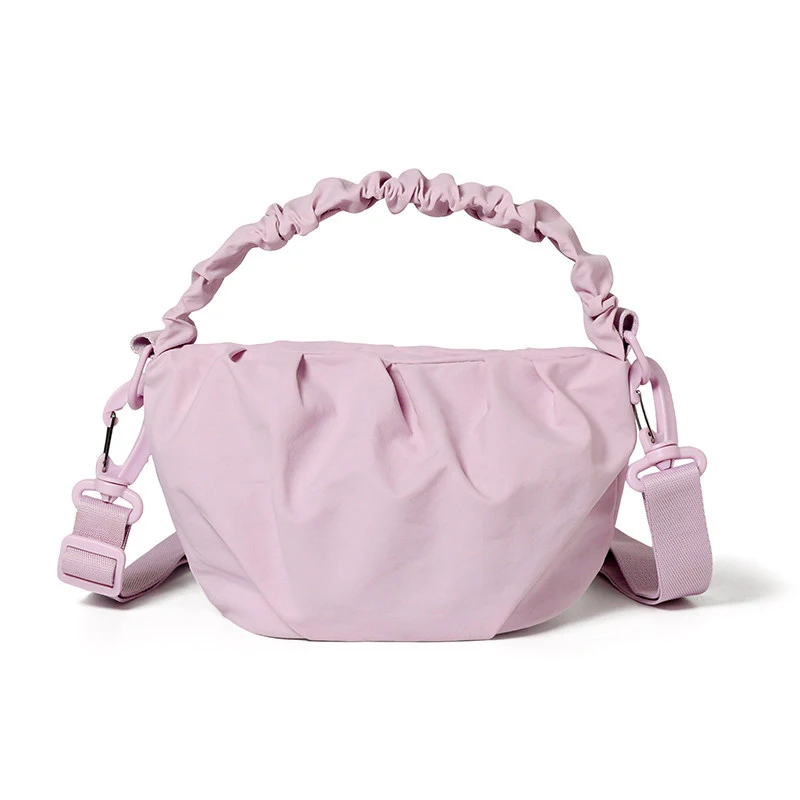 

Korean-style nylon crossbody bag, unisex shoulder bag, pleated handbag, phone bag, outdoor travel bucket bag
