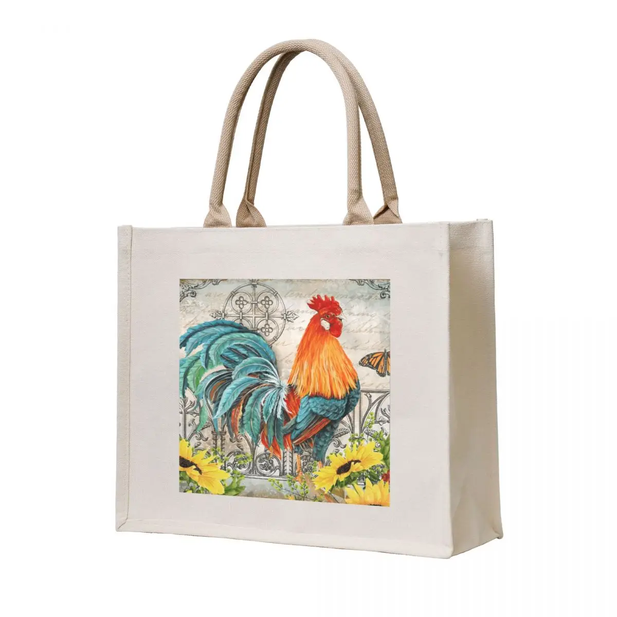 

Ironwork Rooster B Tote Bag tote bag men custom canvas bag Lady bags Canvas shoulder