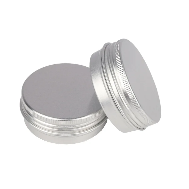 30Pcs Round Aluminum Lip Balm Tins Cans With Screw Top Lids Silver Metal Empty Cosmetic Sample Container Travel Storage Jars Pot