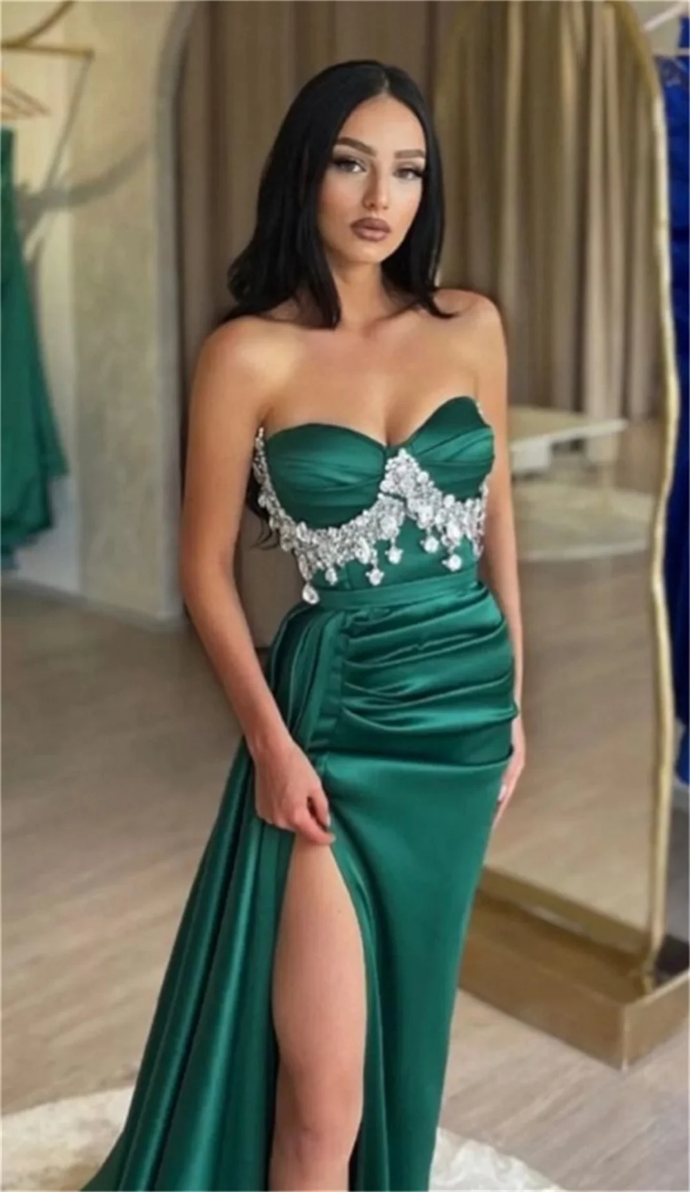 Lantejoula tafetá vestido de noite, Alças Sexy, Sereia Abrir Voltar Abraçando, Vestido Ocasião Elegante