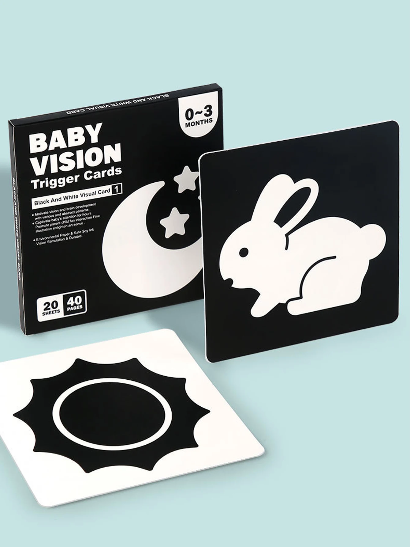 بطاقة بيبي مونتيسوري باللون الأسود والأبيض، بطاقات أنشطة تعلم التحفيز البصري عالية التباين، هدية للتعليم المبكر للرضع #6
