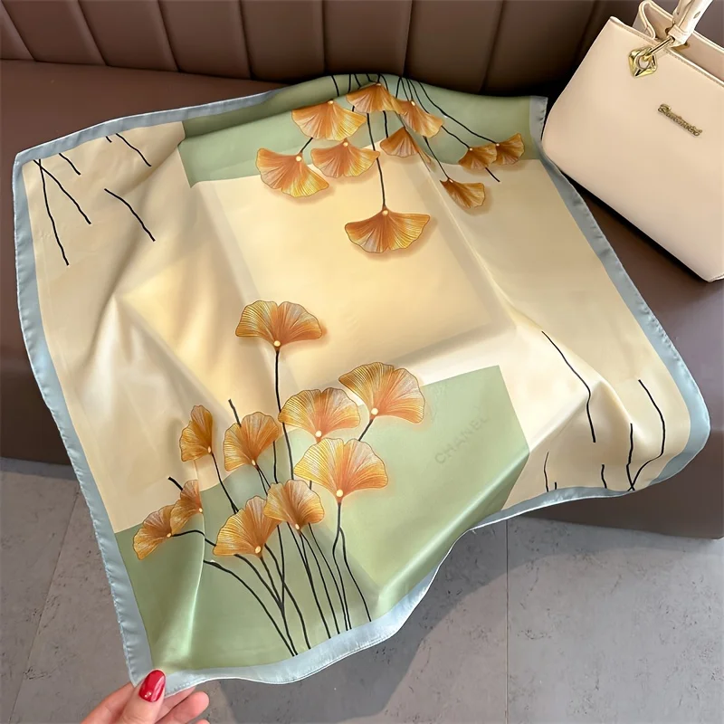 Luxury Print Spring Neck Tie Shawl 2025 Silk Square Scarf Women Wraps Female 70cm Hair Hand Wrist Headkercheif Hijab Bandana - Detail 1