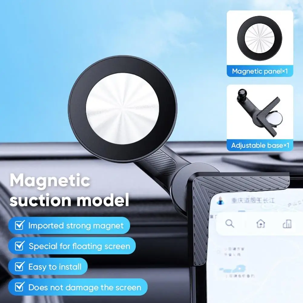New Magnetic Car Phone Mount,Bendable & Detachable Mount,Adjustable Angle ABS Magnetic Phone Holder,Dashboard Mount