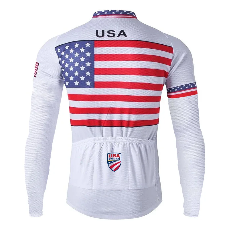 Outdoor USA Winter Thermal Fleece Bike Warmer Cycling Jersey Jacket Wear Long Sleeve Clothes MTB Road White Coat Sweater Rider