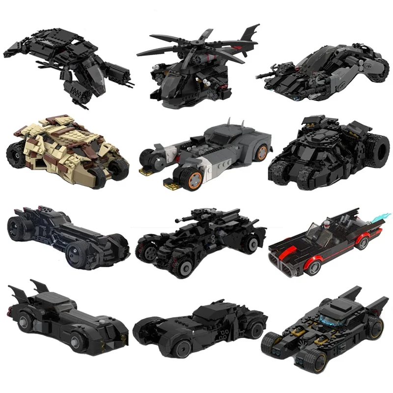 Knight MOC Superhero Vehicle Technical Car Animated Series Batmobiles Tumbler Armored Batpod Batwing Building Blocks Toys Gift