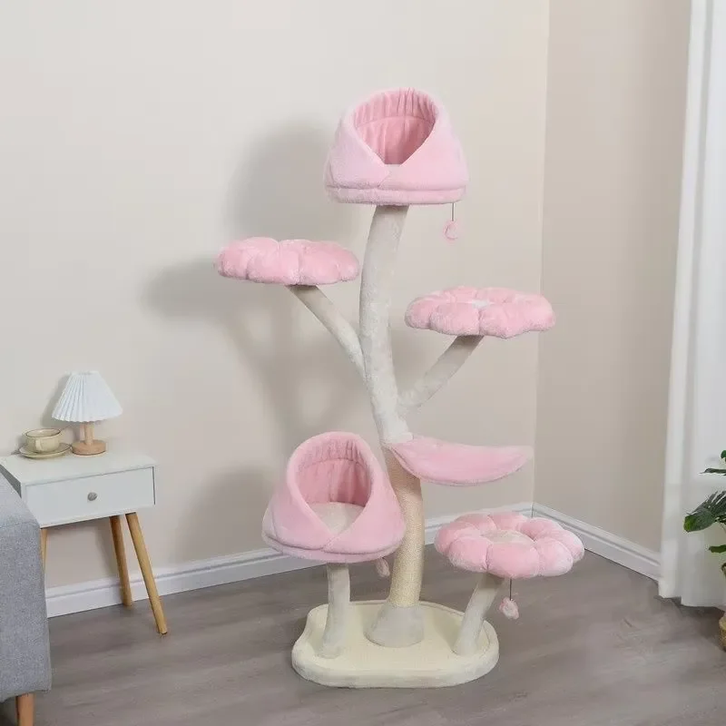 Large Modern Luxury Iron Cat Tree Tower with Sisal Scratching Board for Big Cats New Flower Design Christmas Gift Sturdy Pet