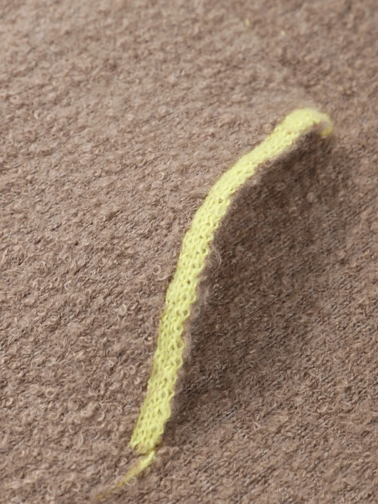 Patchwork Women Knitted Jacket Stand Collar Zipper Pockets Long Sleeve Coat Female Clothing Streetwear Fashion Spring Fall 2025 view 6