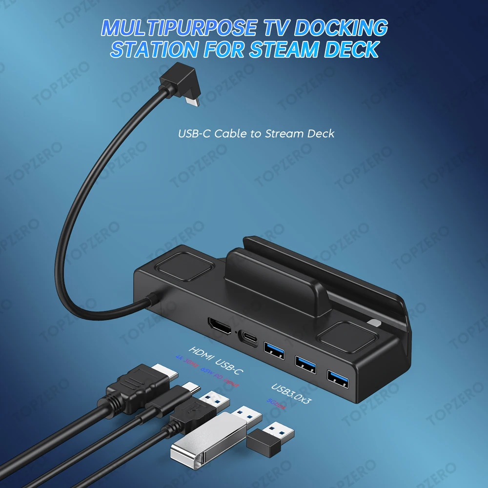 4K HDMI-Tương Thích Hơi Nước Sàn Tàu Đế Cắm 6 Trong 1 Xách Tay Hub Giá Đỡ Dock Tivi Căn Cứ Đứng USB3.0 loại-C Cho Hơi Nước Sàn Tàu