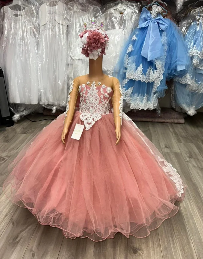 Mini vestidos de quinceañera rosa para niña, vestidos de fiesta de princesa mexicana, vestidos de niña de flores, apliques de tul con lazos