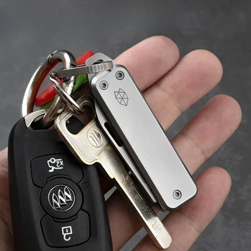 سكين منزلي صغير قابل للطي للاستخدام الخارجي متعدد الوظائف من الفولاذ المقاوم للصدأ، سلسلة مفاتيح محمولة، سكين فواكه، صندوق مفتوح محمول