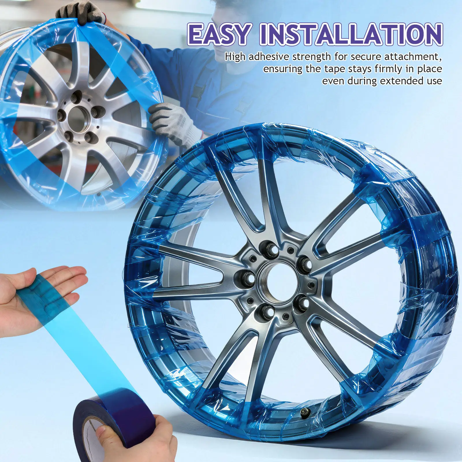 

1 Roll Blue Polyethylene Rim Protection Tape Car Wheel Scratch Guard Hub Cap Protective Film Easy Apply Auto Wheel Accessory