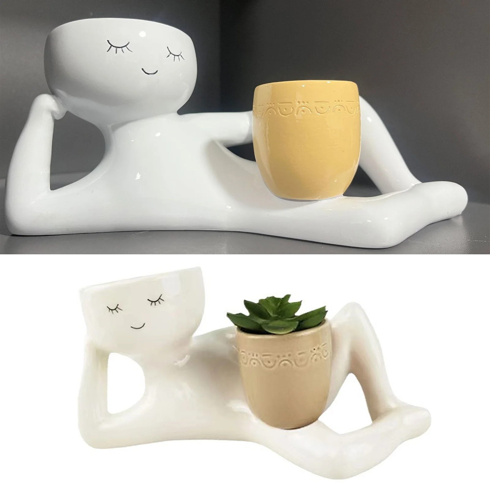 وعاء عصاري إبداعي من الراتنج الاصطناعي قابل للتنفس لتزيين سطح المكتب #3