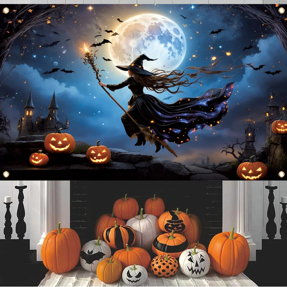 Halloween Horror Banner - Party Photography Background Cloth, Home Decoration Halloween Decorations