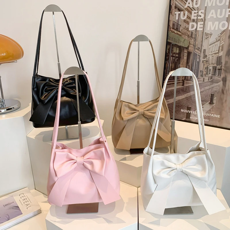 

Fashion Bow Handlebags For Women Shoulder Bags Leisure Armpit Bag Shopping Versatile Bags Dumpling Handbag Female Hand Bags