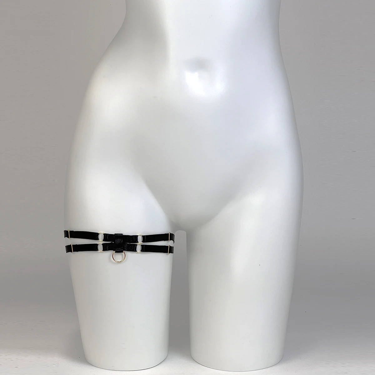 السيدات الأسود مطاطا الساق الدائري قابل للتعديل مثير حلقة ضيق حزام القوطية الشرير عبودية الساق حزام اليومية اكسسوارات الحفلات #5