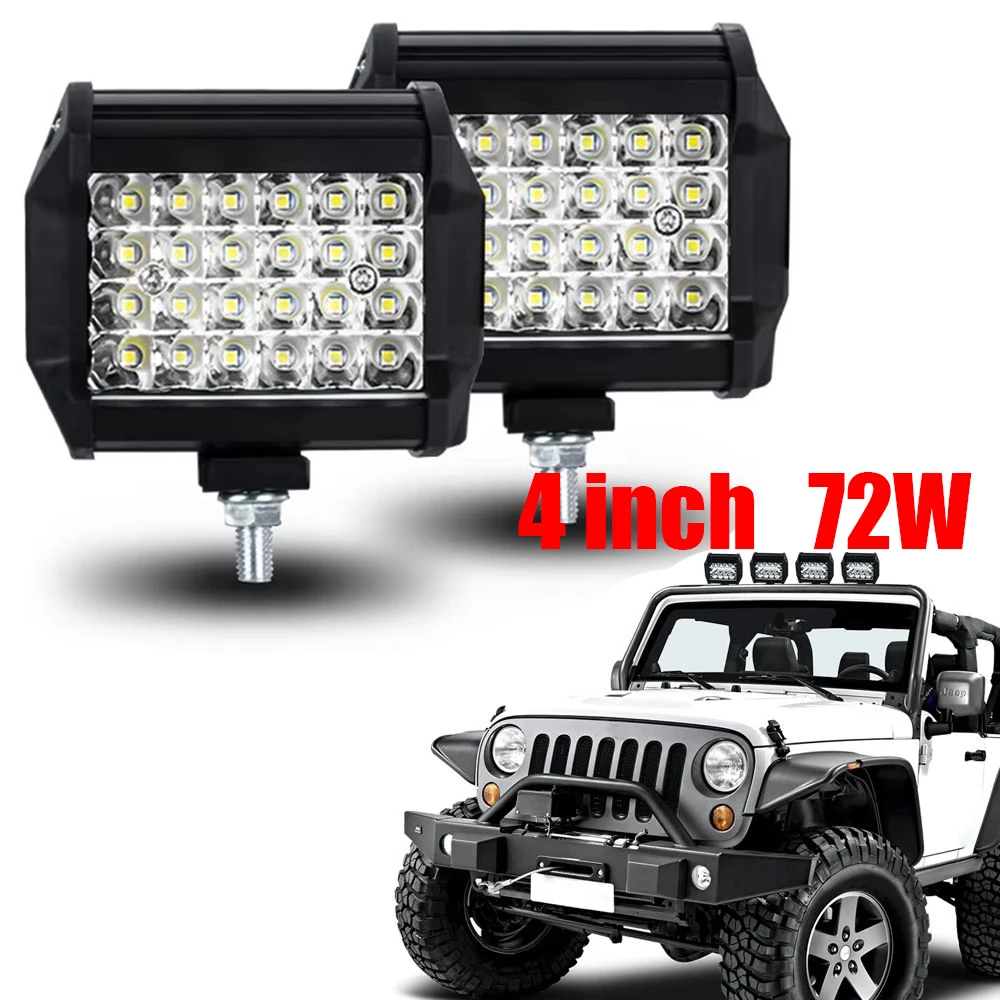 4 inch 72W 12V 24V LED Car Working Light Spotlight Bar Night Driving Lamp Truck SUV Off Road Tractor Headlight